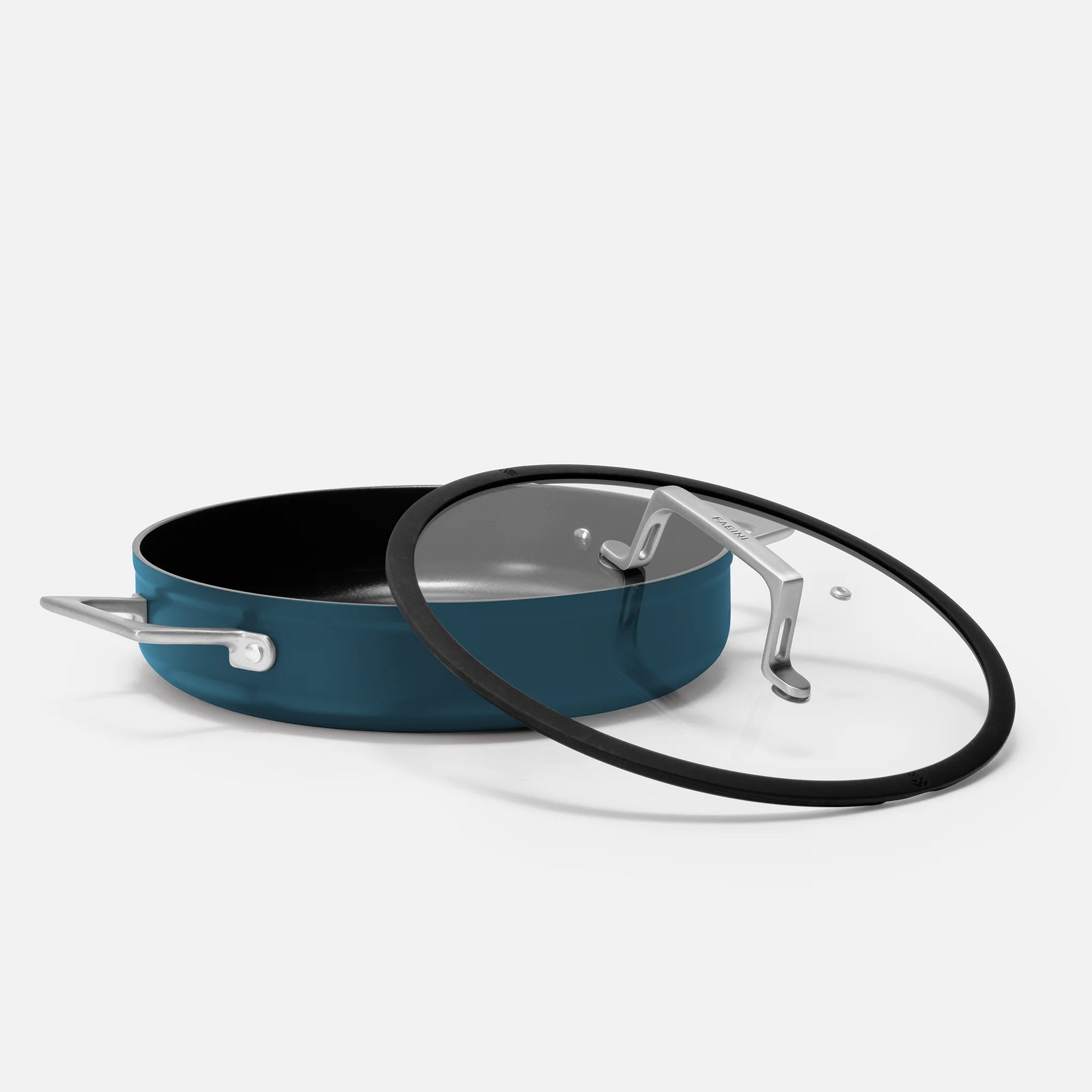 Tegame pánev Meda 4.0, ø 28 cm - Nepřilnavá pánev s keramickým povrchem s poklicí, modrá