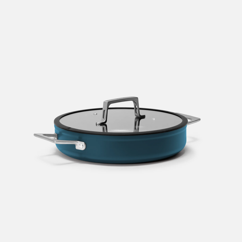 Tegame pánev Meda 4.0, ø 28 cm - Nepřilnavá pánev s keramickým povrchem s poklicí, modrá
