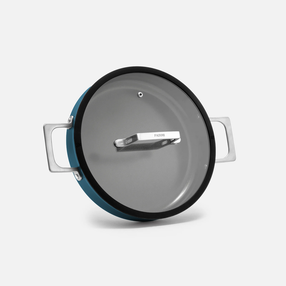 Tegame pánev Meda 4.0, ø 28 cm - Nepřilnavá pánev s keramickým povrchem s poklicí, modrá