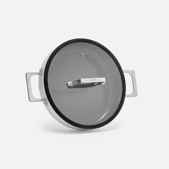 Tegame pánev Meda 4.0, ø 28 cm - Nepřilnavá pánev s keramickým povrchem s poklicí, šedá