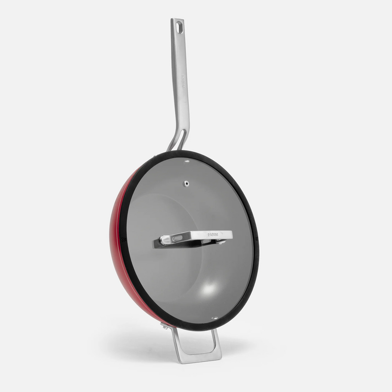 Wok pánev Meda 4.0, ø 28 cm - Nepřilnavá pánev s keramickým povrchem s poklicí, vínová