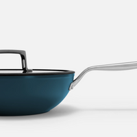 Wok pánev Meda 4.0, ø 28 cm - Nepřilnavá pánev s keramickým povrchem s poklicí, modrá