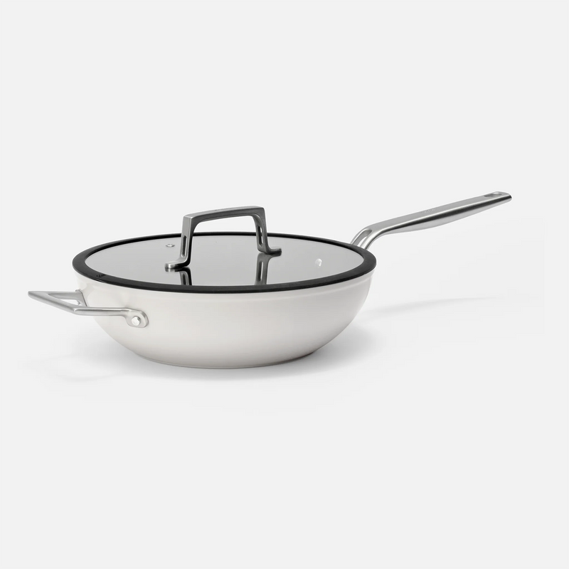 Wok pánev Meda 4.0, ø 28 cm - Nepřilnavá pánev s keramickým povrchem s poklicí, šedá