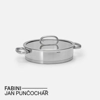 Servírovací tegame pánev FABINI & Punčochář, ø 24 cm (2 l) - Nerezová beznýtová pánev z jednovrstvé nerezové oceli se skleněnou poklicí