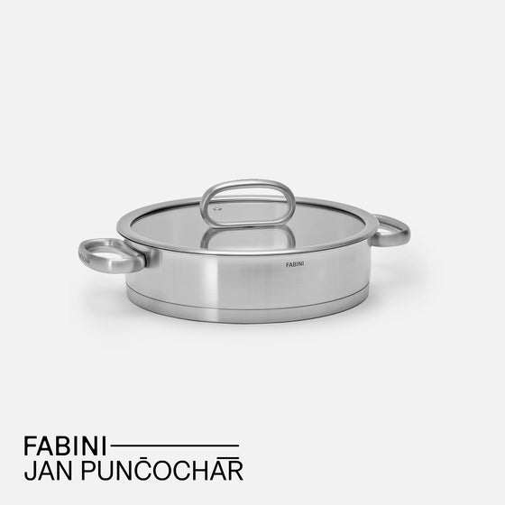 Servírovací tegame pánev FABINI & Punčochář, ø 24 cm (2 l) - Nerezová beznýtová pánev z jednovrstvé nerezové oceli se skleněnou poklicí