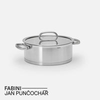 Kastrol FABINI & Punčochář, ø 24 cm (3,5 l) - Nerezový beznýtový hrnec z jednovrstvé nerezové oceli se skleněnou poklicí