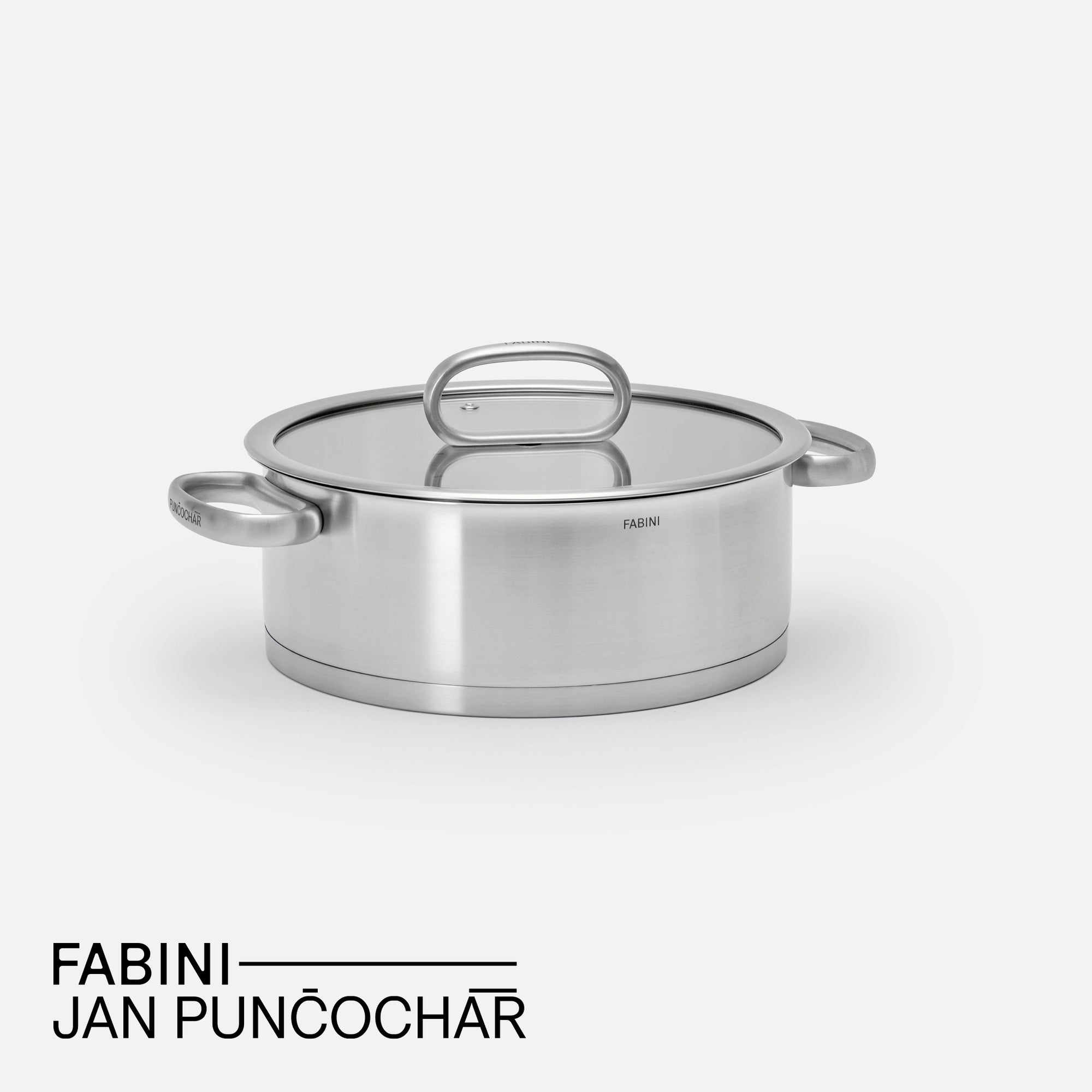 Kastrol FABINI & Punčochář, ø 24 cm (3,5 l) - Nerezový beznýtový hrnec z jednovrstvé nerezové oceli se skleněnou poklicí