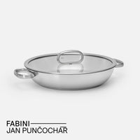 Kónická servírovací tegame pánev FABINI & Punčochář, ø 30 cm (3,5 l) - Nerezová beznýtová pánev se skleněnou poklicí