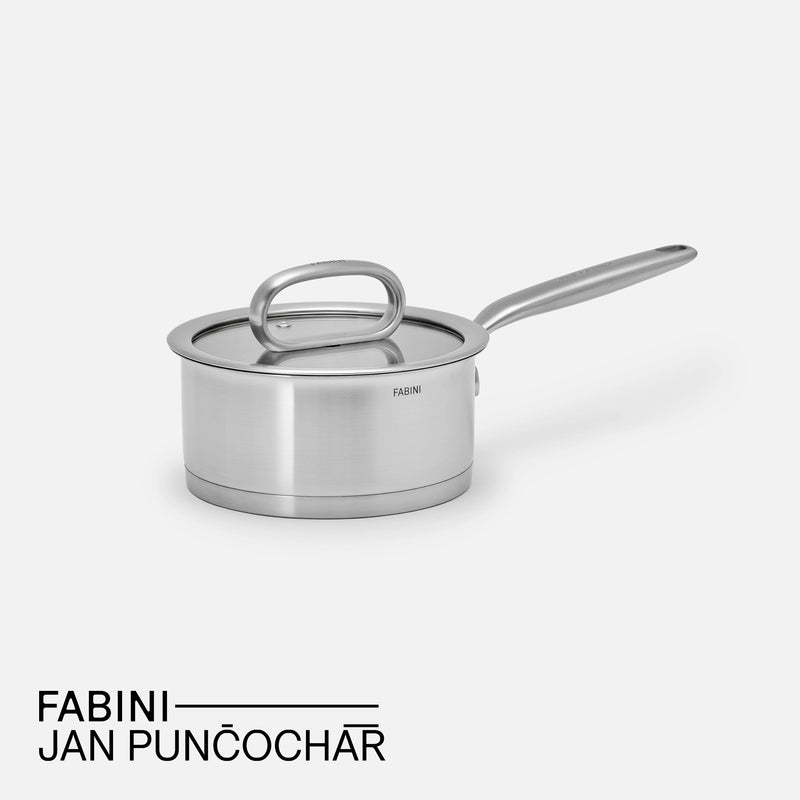Rendlík FABINI & Punčochář, ø 16 cm (1,2 l) - Nerezový beznýtový rendlík z jednovrstvé nerezové oceli se skleněnou poklicí