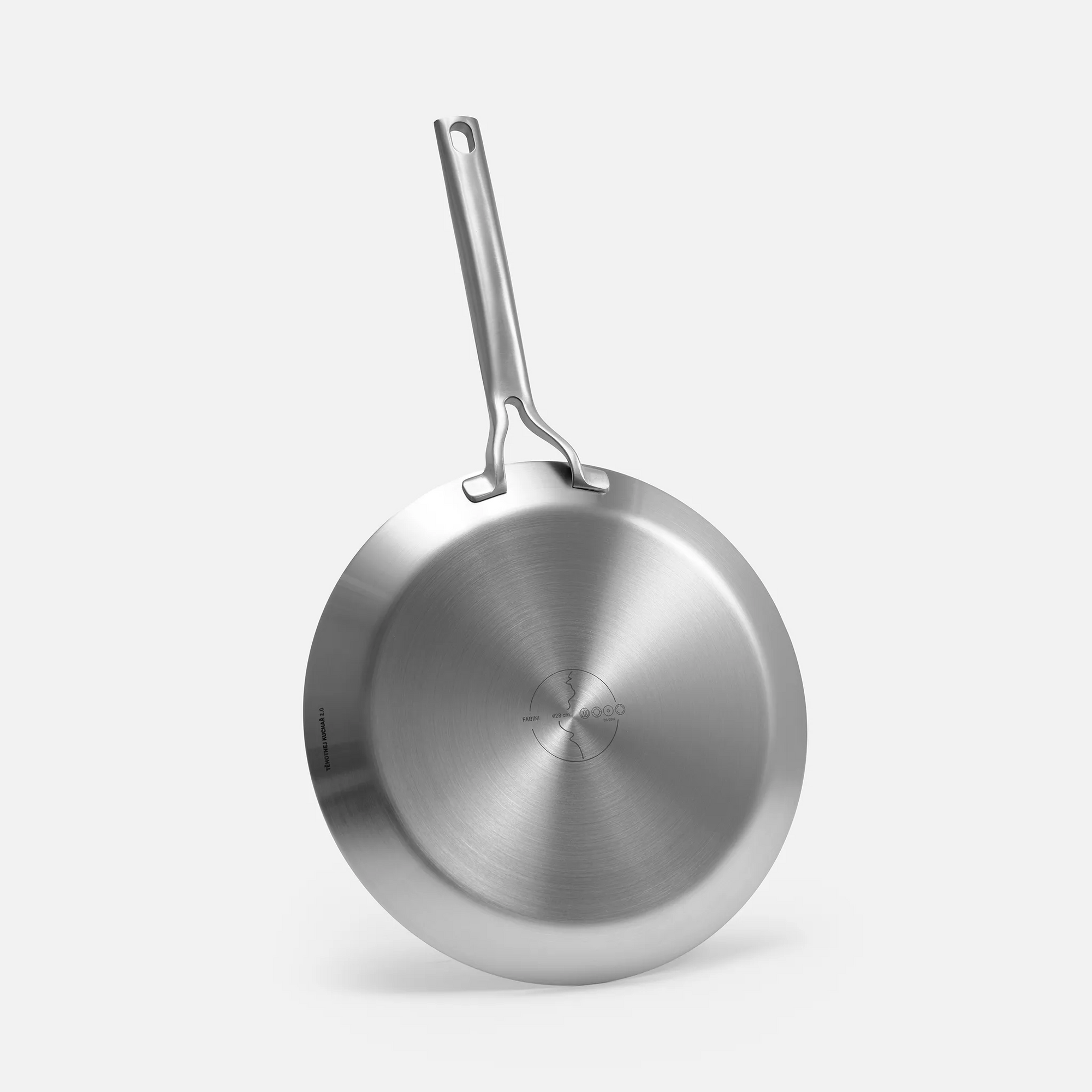 Palačinková pánev FABINI & Těhotnej kuchař 2.0, ø 28 cm - Nerezová pánev s hybridním keramickým povrchem z vícevrstvé nerezové oceli