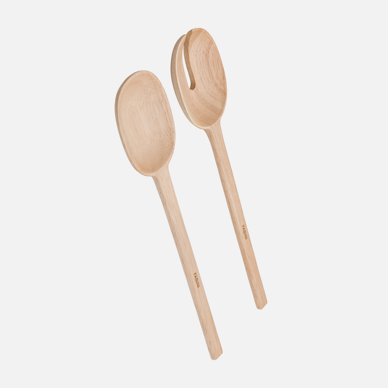 Sada příboru na salát Arba - Dřevěná sada příboru z kaučukovníku