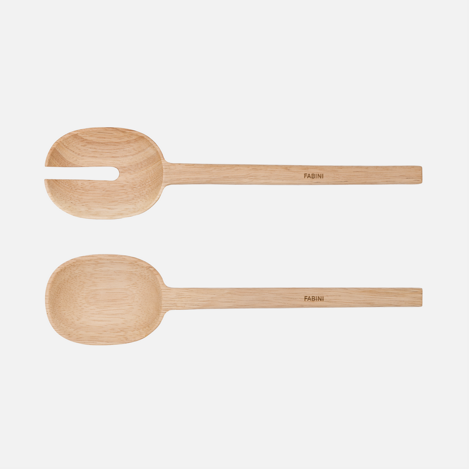 Sada příboru na salát Arba - Dřevěná sada příboru z kaučukovníku