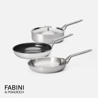 Sada pánví FABINI & Pohlreich 2.0, ø 24 cm + ø 26 cm, 4 díly - Nerezové beznýtové pánve z vícevrstvé nerezové oceli