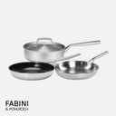 Sada pánví FABINI & Pohlreich, ø 24 cm + ø 26 cm, 4 díly - Nerezové beznýtové pánve z pětivrstvé nerezové oceli