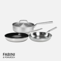 Sada pánví FABINI & Pohlreich, ø 24 cm + ø 26 cm, 4 díly - Nerezové beznýtové pánve z pětivrstvé nerezové oceli