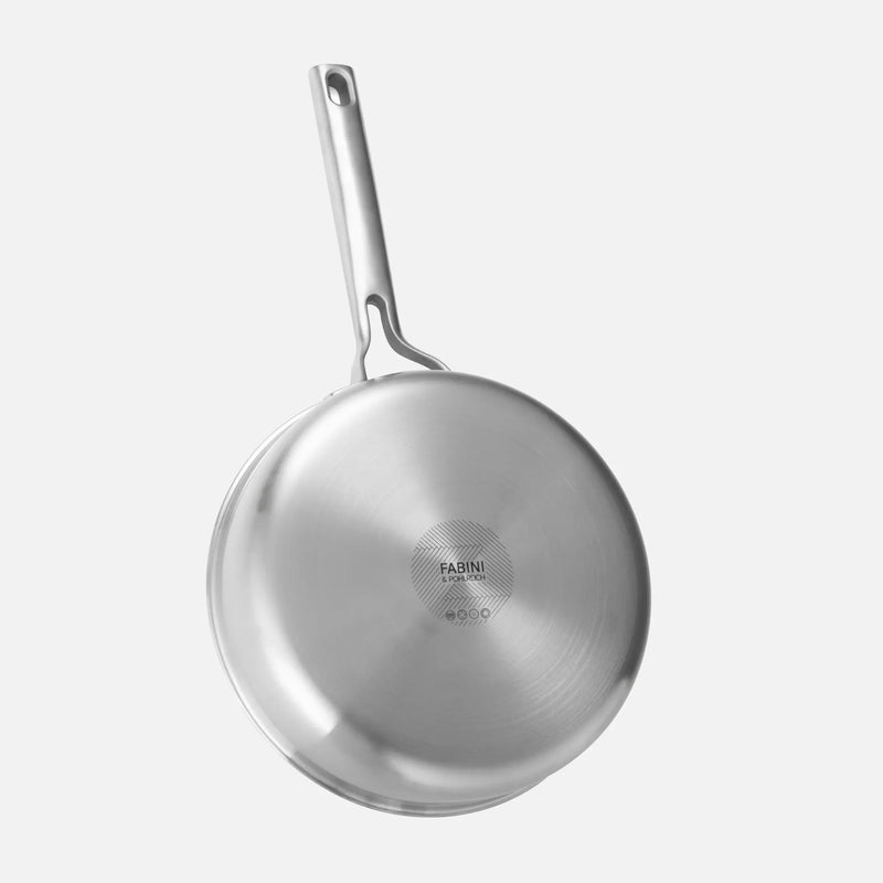 Hluboká pánev FABINI & Pohlreich, ø 24 cm (2,5 l) - Nerezová beznýtová hluboká pánev z pětivrstvé nerezové oceli s poklicí