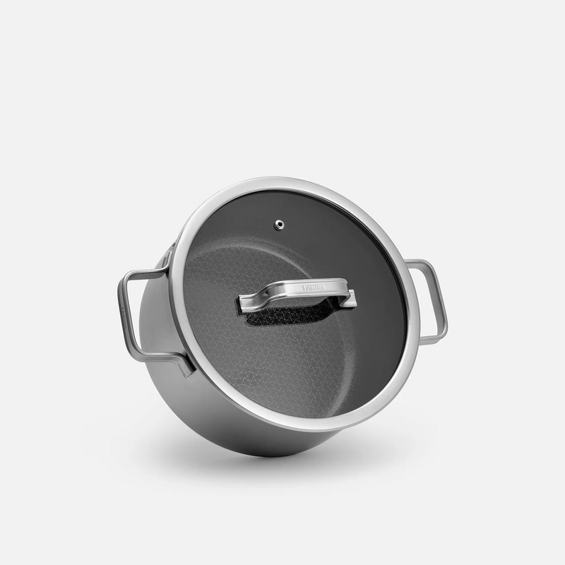 Hrnec Hybrid, ø 24 cm (4 l) - Nerezový beznýtový hrnec s keramickým hybridním povrchem z vícevrstvé nerezové oceli s poklicí