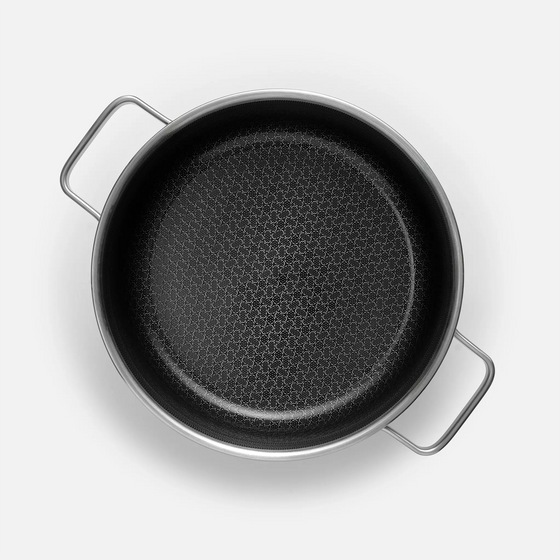 Hrnec Hybrid, ø 24 cm (4 l) - Nerezový beznýtový hrnec s keramickým hybridním povrchem z vícevrstvé nerezové oceli s poklicí