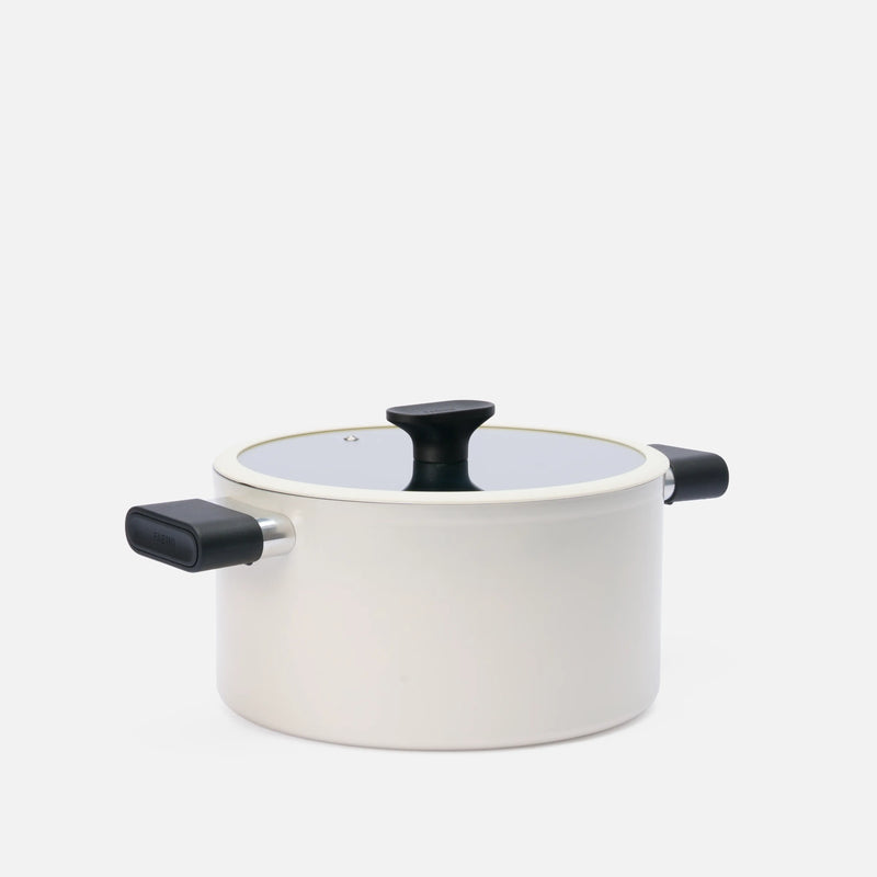 Kastrol Meda 5.0 Economy, ø 24 cm (5,4 l) - Nepřilnavý hrnec s keramickým povrchem s poklicí, krémový