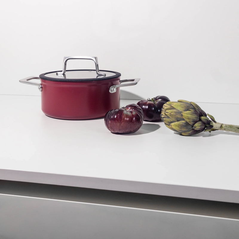 Hrnec Meda 4.0, ø 24 cm (5,5 l) - Nepřilnavý hrnec s keramickým povrchem s poklicí, vínový / 2. jakost