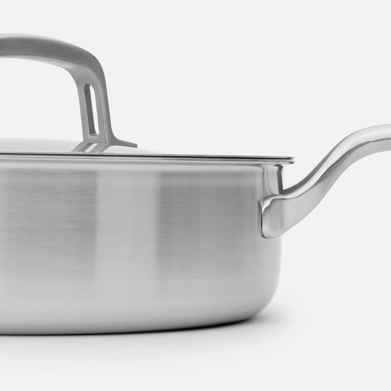 Beznýtová hluboká pánev z vícevrstvé nerezové oceli s poklicí ø 24 cm (2,5 l) / rozbaleno