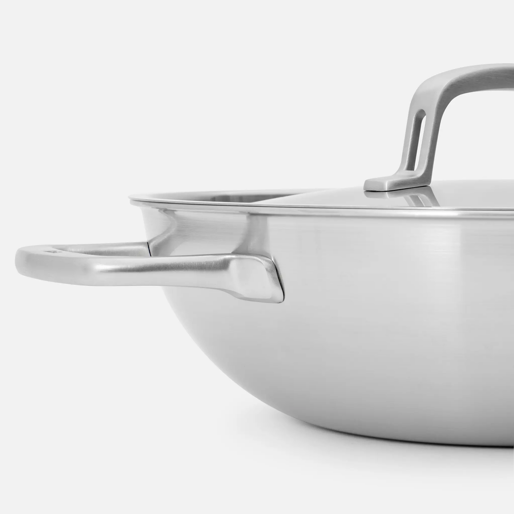 Wok pánev Lucca 3.0, ø 30 cm - Nerezová beznýtová pánev z vícevrstvé nerezové oceli s poklicí