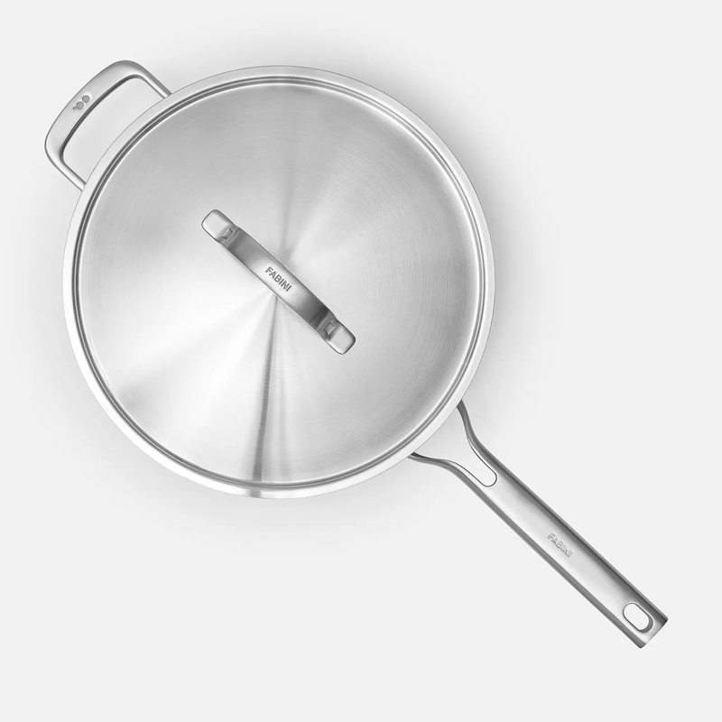 Wok pánev Lucca 3.0, ø 30 cm - Nerezová beznýtová pánev z vícevrstvé nerezové oceli s poklicí