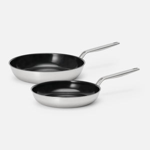 Sada pánví Lucca 4.0 Pro, ø 26 cm + ø 30 cm, 2 díly - Nepřilnavé nerezové beznýtové pánve s keramickým povrchem z vícevrstvé nerezové oceli