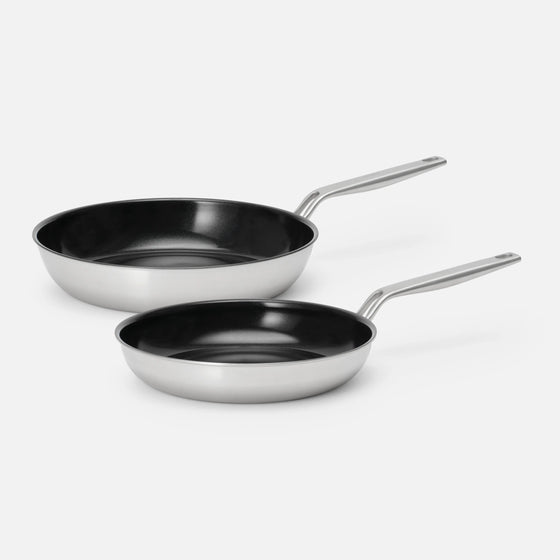 Sada pánví Lucca 4.0 Pro, 2 díly - Nepřilnavé nerezové beznýtové pánve s keramickým povrchem z vícevrstvé nerezové oceli