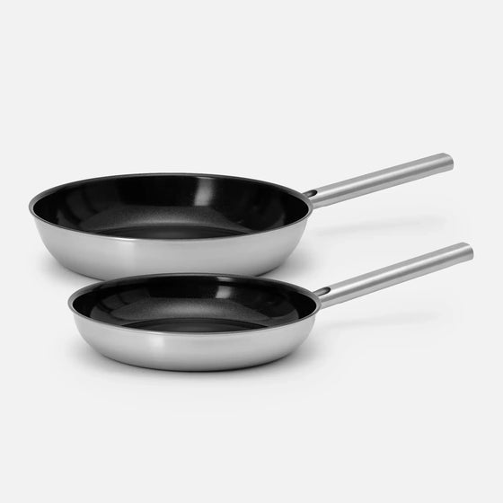 Sada pánví Lucca 4.0 Standard, 2 díly - Nepřilnavé nerezové beznýtové pánve s keramickým povrchem z vícevrstvé nerezové oceli