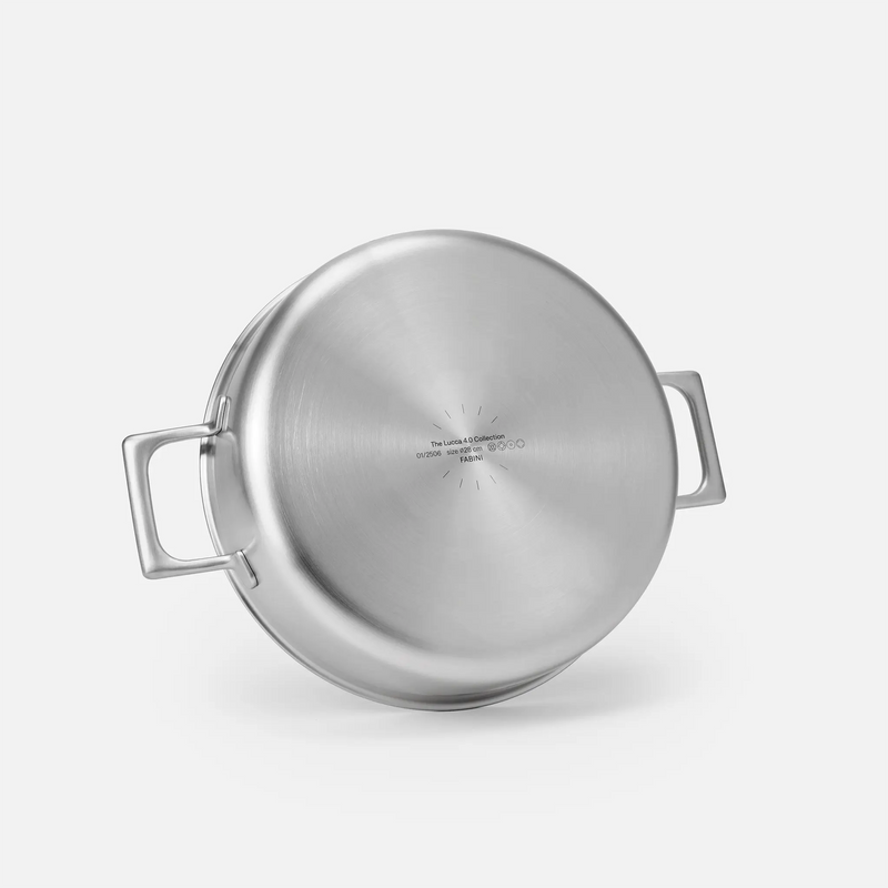 Servírovací tegame pánev Lucca 4.0 Pro, ø 28 cm (4 l) - Nerezová beznýtová pánev z vícevrstvé nerezové oceli s poklicí