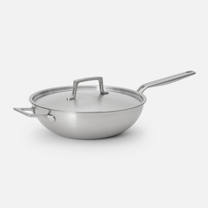 Wok pánev Lucca 4.0 Pro, ø 30 cm - Nerezová beznýtová pánev z vícevrstvé nerezové oceli s poklicí
