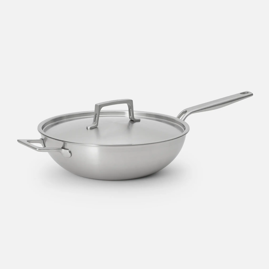 Wok pánev Lucca 4.0 Pro, ø 30 cm - Nerezová beznýtová pánev z vícevrstvé nerezové oceli s poklicí