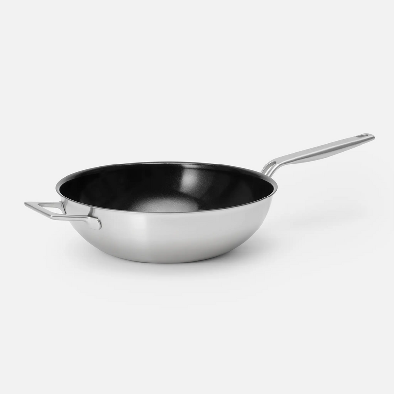 Wok pánev Lucca 4.0 Pro, ø 30 cm - Nepřilnavá nerezová beznýtová pánev z vícevrstvé nerezové oceli s keramickým povrchem s poklicí