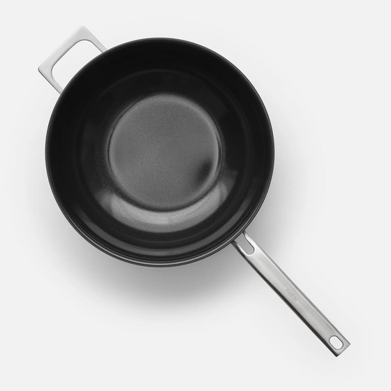 Wok pánev Lucca 4.0 Pro, ø 30 cm - Nepřilnavá nerezová beznýtová pánev z vícevrstvé nerezové oceli s keramickým povrchem s poklicí