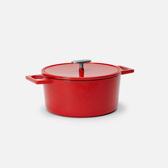 Kastrol Mattia 3.0, ø 26 cm (5,5 l) - Smaltovaný litinový kastrol s poklicí, lesklý červený