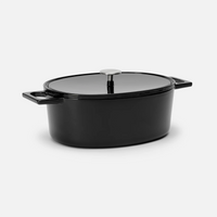 Oválný pekáč Mattia 3.0, 33×25 cm - Smaltovaný litinový pekáč s poklicí, lesklý černý