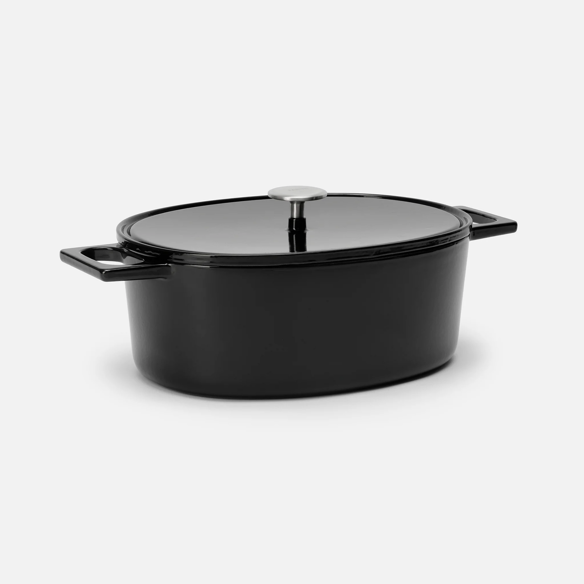 Oválný pekáč Mattia 3.0, 33×25 cm - Smaltovaný litinový pekáč s poklicí, lesklý černý