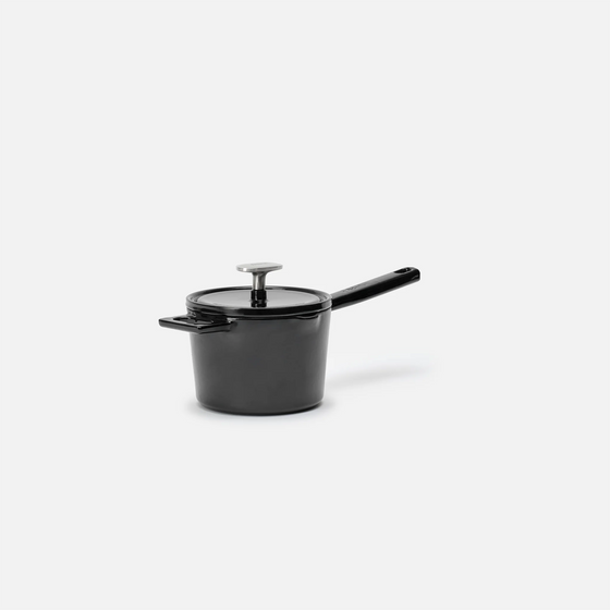 Rendlík Mattia 3.0, ø 14 cm (1,65 l) - Smaltovaný litinový rendlík s poklicí, lesklý černý