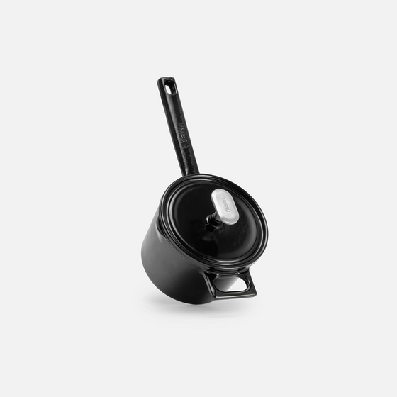 Rendlík Mattia 3.0, ø 14 cm (1,65 l) - Smaltovaný litinový rendlík s poklicí, lesklý černý