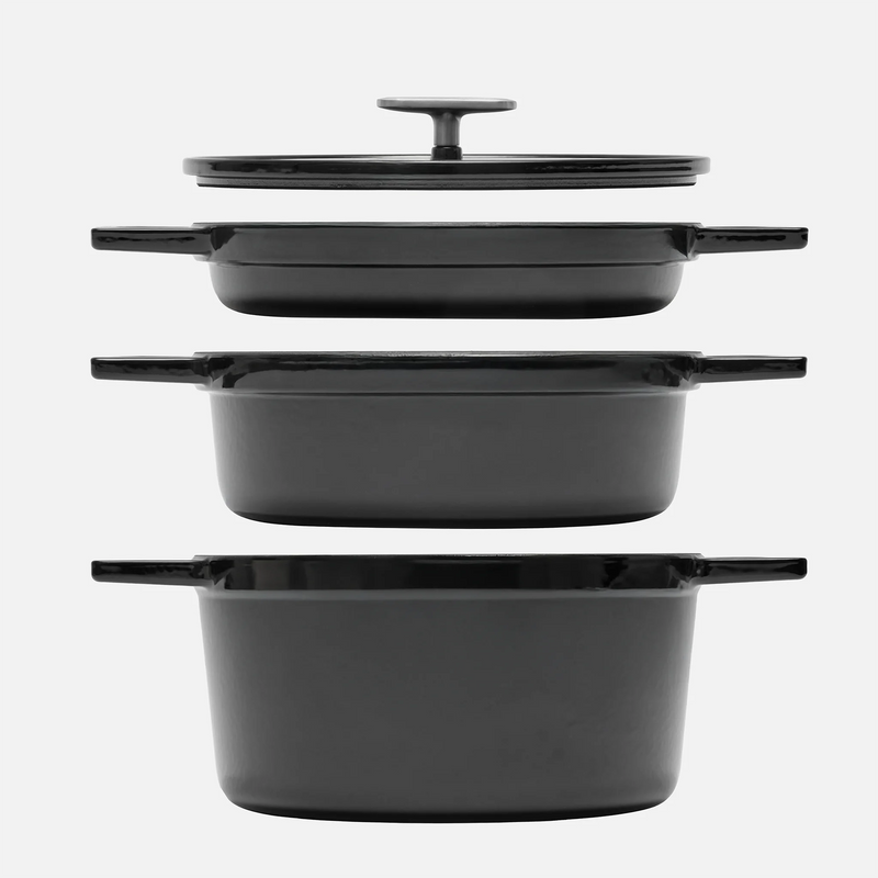 Stohovatelná sada nádobí Mattia 3.0, ø 26 cm, 4 díly - Smaltované litinové nádobí, lesklé černé