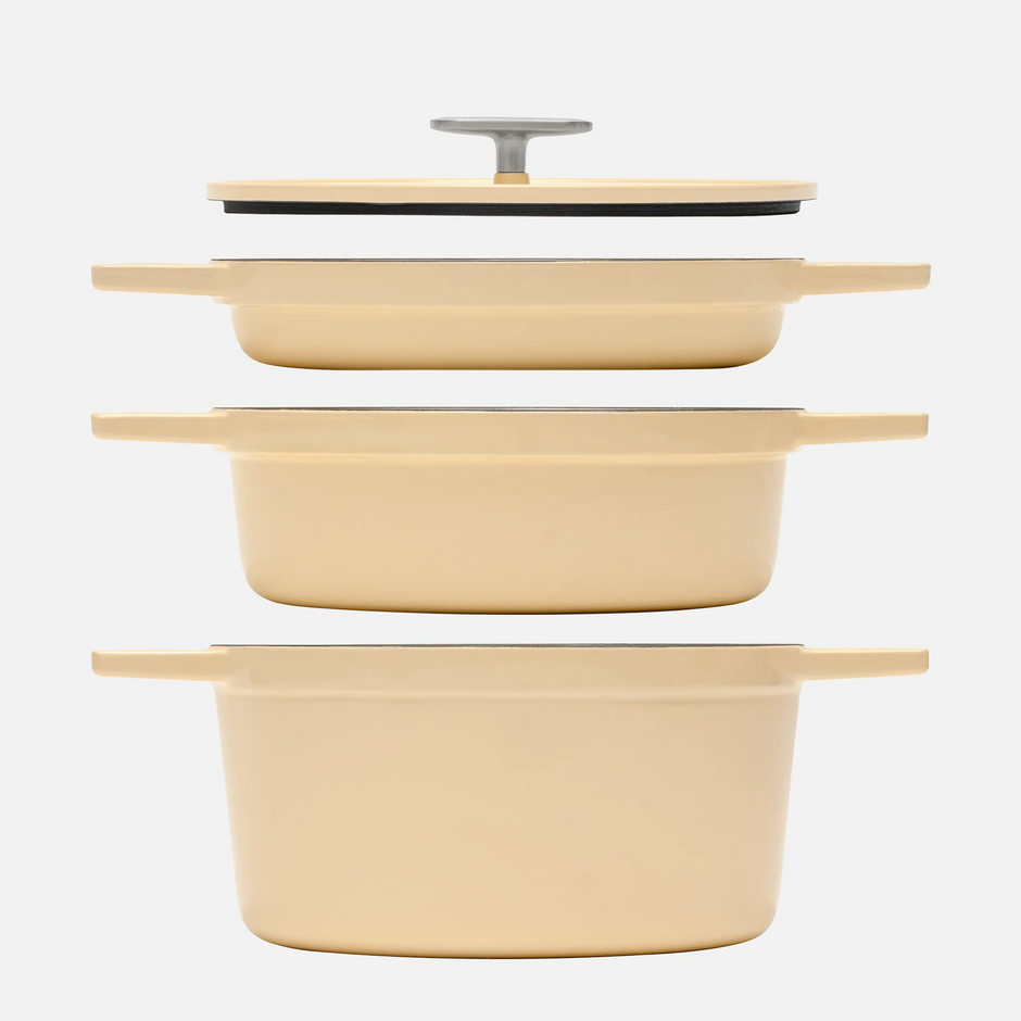 Stohovatelná sada nádobí Mattia 3.0, ø 26 cm, 4 díly - Smaltované litinové nádobí, lesklé krémové