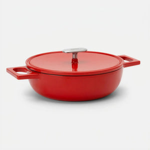 Servírovací tegame pánev Mattia 3.0 Standard, ø 26 cm - Smaltovaná litinová pánev s poklicí, lesklá červená