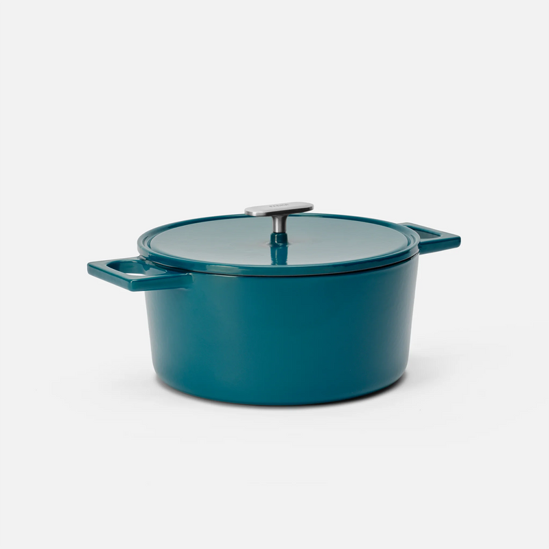 Kastrol Mattia 3.0, ø 26 cm (5,5 l) - Smaltovaný litinový kastrol s poklicí, lesklý modrozelený