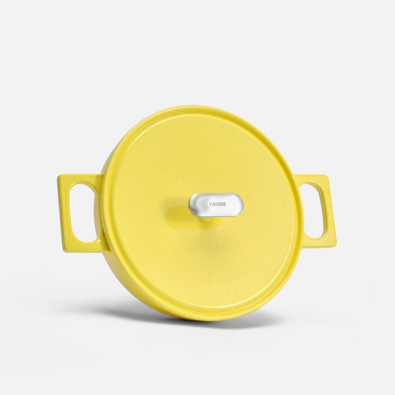 Tegame pánev Mattia 3.0, ø 26 cm - Smaltovaná litinová pánev s poklicí, lesklá máslově žlutá