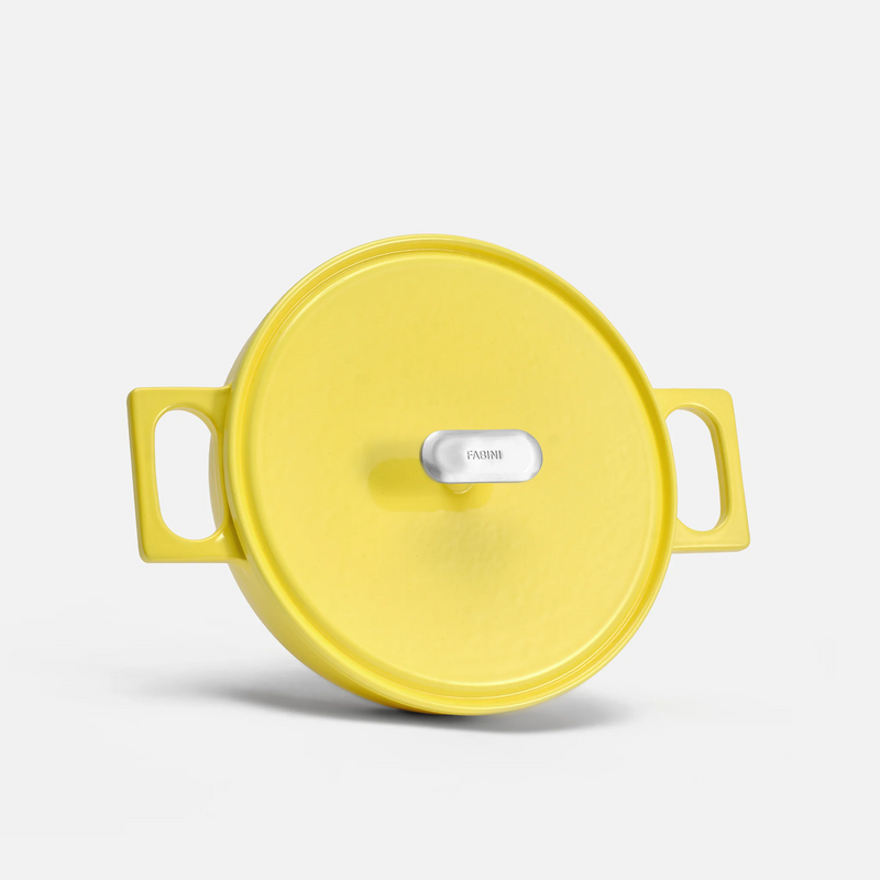 Tegame pánev Mattia 3.0, ø 26 cm - Smaltovaná litinová pánev s poklicí, lesklá máslově žlutá