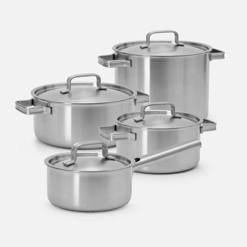 Sada hrnců Lucca 4.0 Standard, 8 dílů - Nerezové beznýtové nádobí z vícevrstvé nerezové oceli