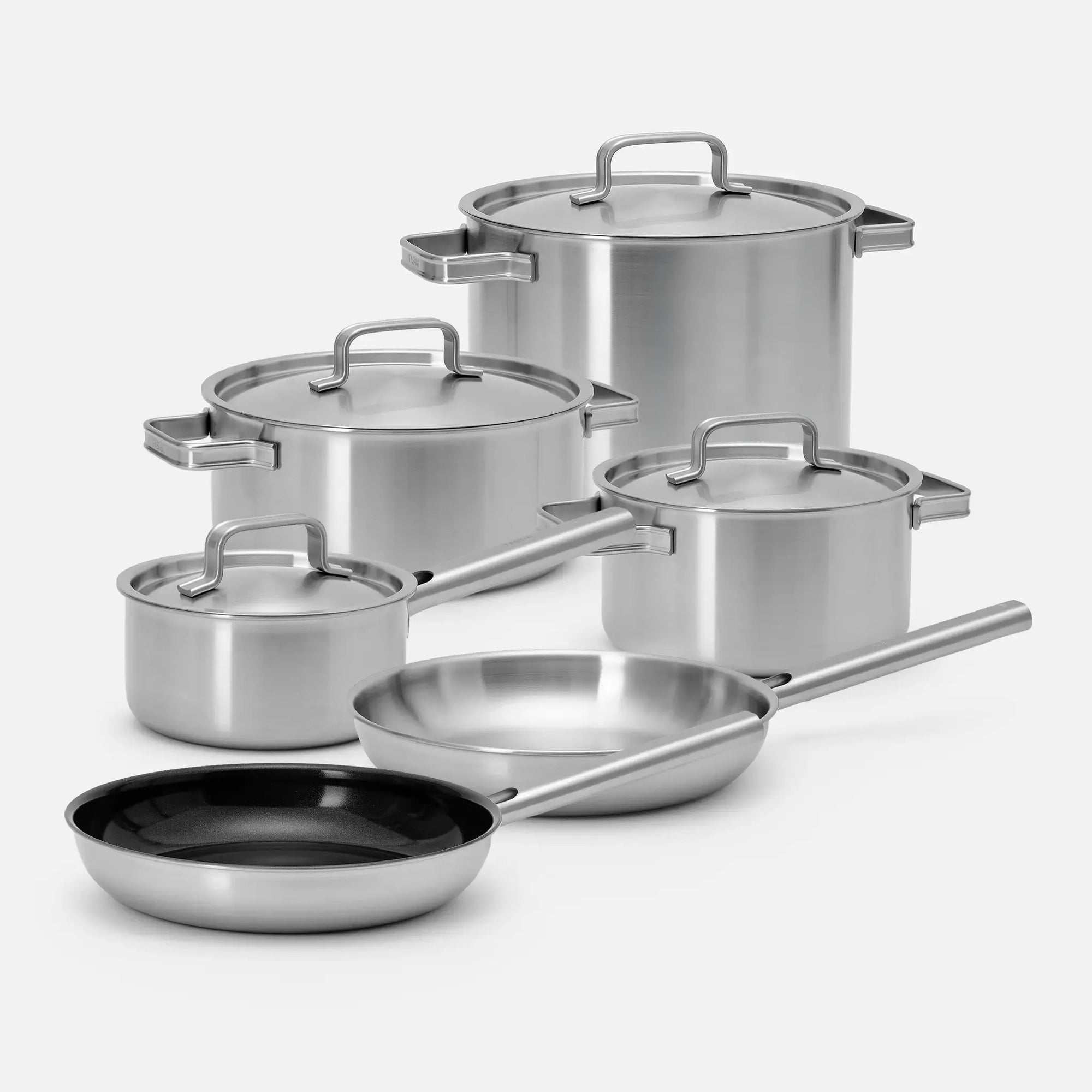 Velká sada hrnců a pánví Lucca 4.0 Standard, 10 dílů - Nerezové beznýtové nádobí z vícevrstvé nerezové oceli