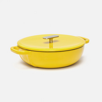 Smaltovaná litinová tegame pánev s poklicí Ø 26 cm (3,5 l), žlutá