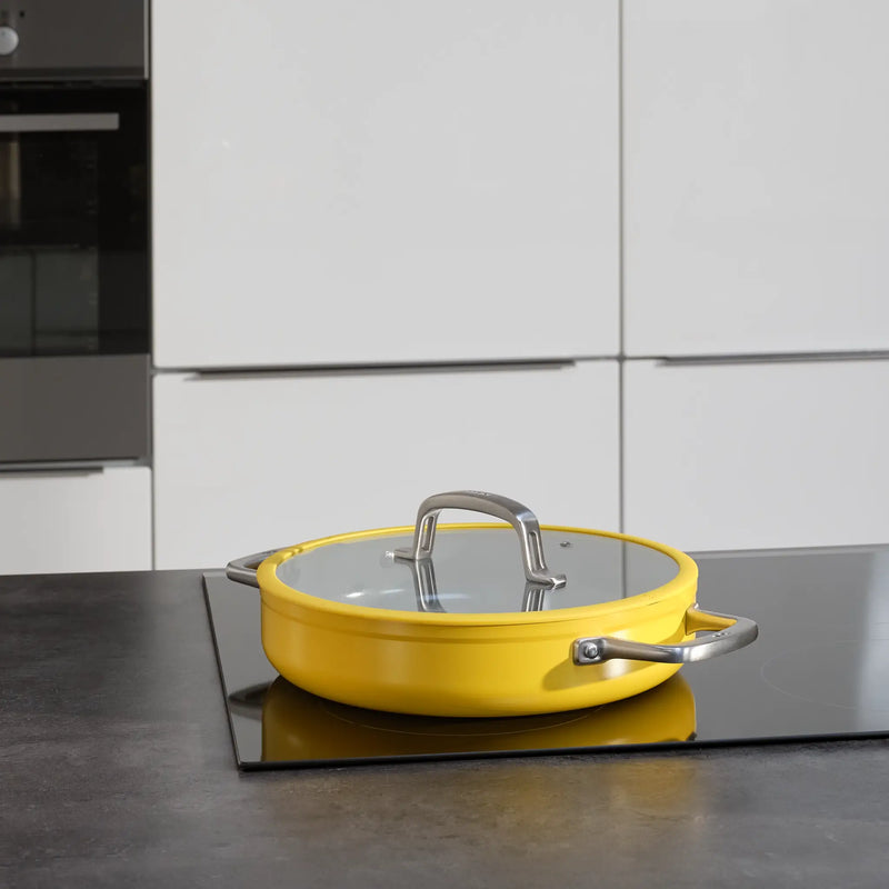 Tegame pánev Meda 3.0, ø 28 cm - Nepřilnavá pánev s keramickým povrchem s poklicí, žlutá